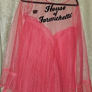Pink Fringe Mini Dress